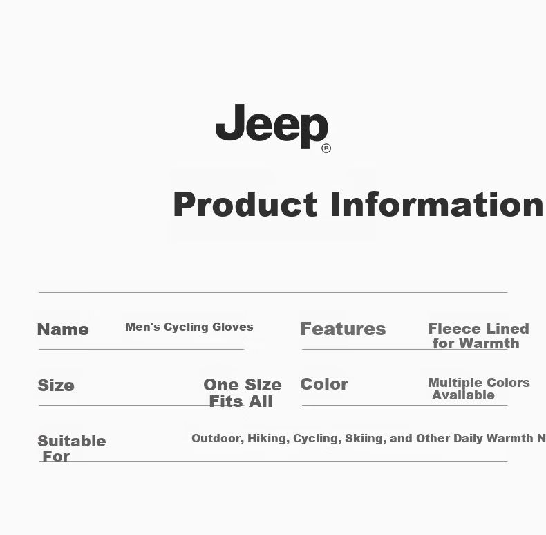 JEEP Winter Men's Cycling Gloves Warm Fleece Water-Repellent Windproof Touchscreen Gloves Black 5
