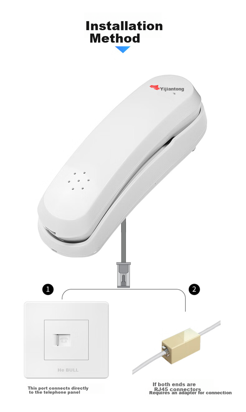 Yijiantong T9 Corded Phone Landline Wall-Mountable Caller ID Desk Phone for Elevator Bathroom Kitchen Hotel Home Use 14