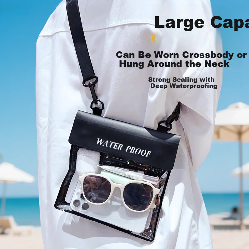Ousen Large Capacity Waterproof Phone Bag Touchscreen Swimming Diving Rafting Hot Spring Beach Photography Women's Crossbody Waterproof Case
