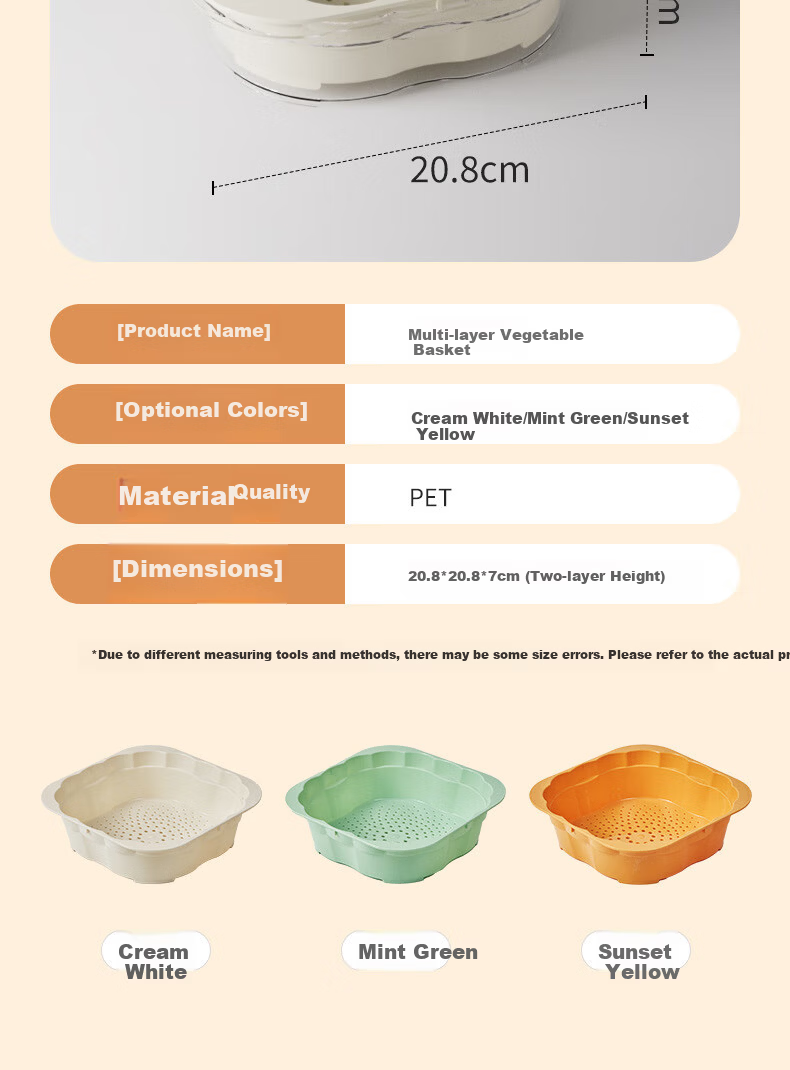 Jingmao Stainless Steel Vegetable Washing Basket Double-Layer Kitchen Fruit and Vegetable Draining Colander Rice Washing Sieve Basin 9
