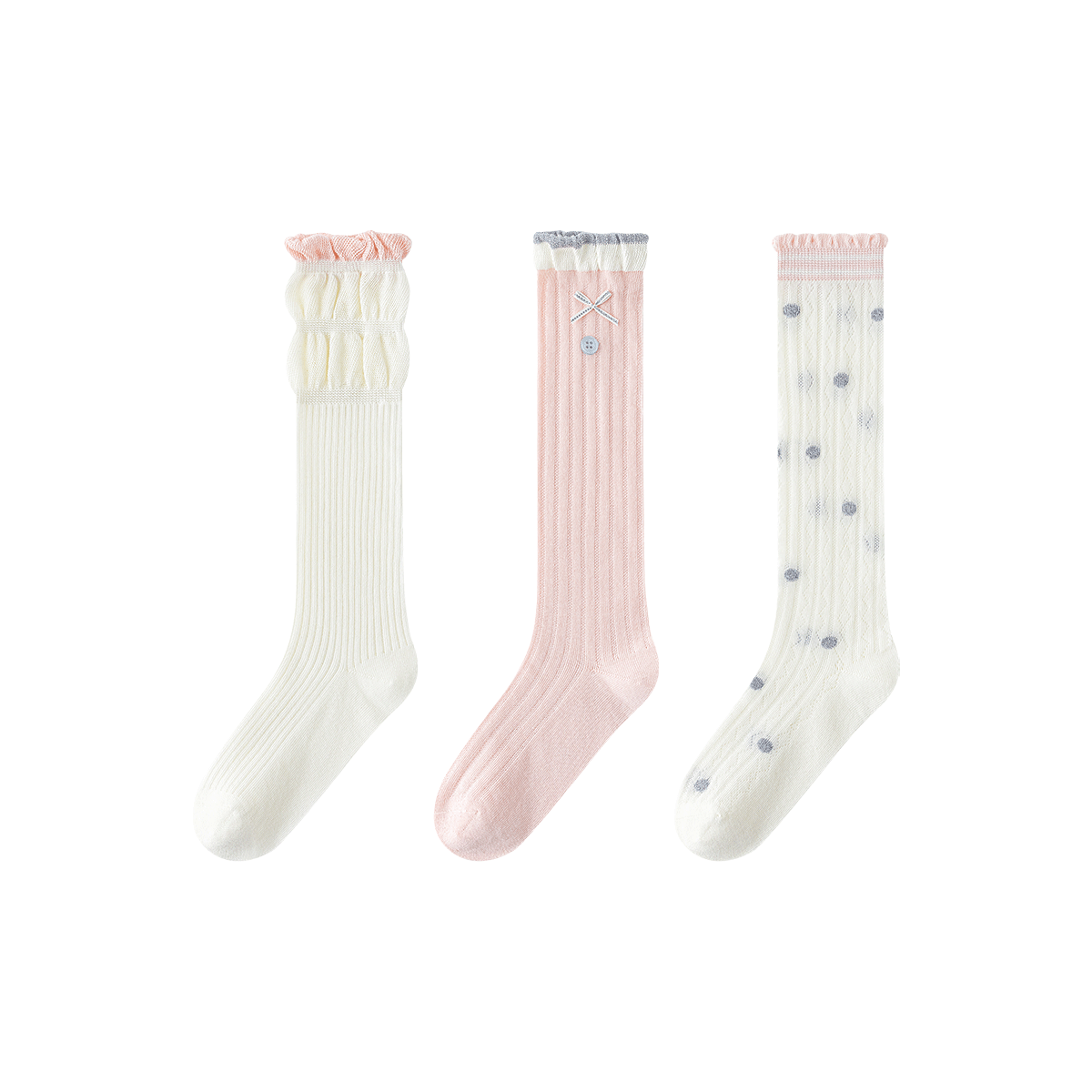 Deesha Children's Summer Thin Breathable Mesh Princess Style High Elastic Seamless Skin-Friendly Girls' Mid-Calf Socks for Older Kids