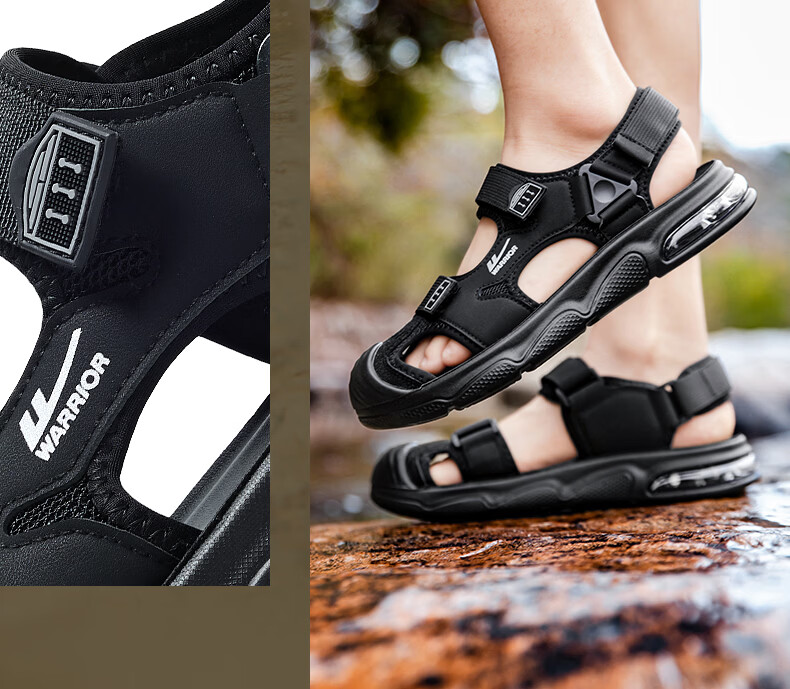 Warrior Men's Stream Hiking Sandals 2026 Summer New Outdoor Beach Water Shoes 1648 Black Size 39 3