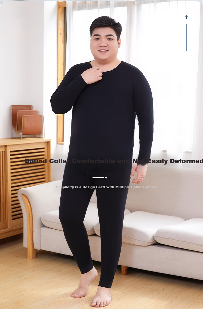 LangSha Plus Size Autumn Underwear Set for Men, Extra Large Size, 100% Cotton, Loose-Fitting Thin Warm Underwear for Chubby Me 6