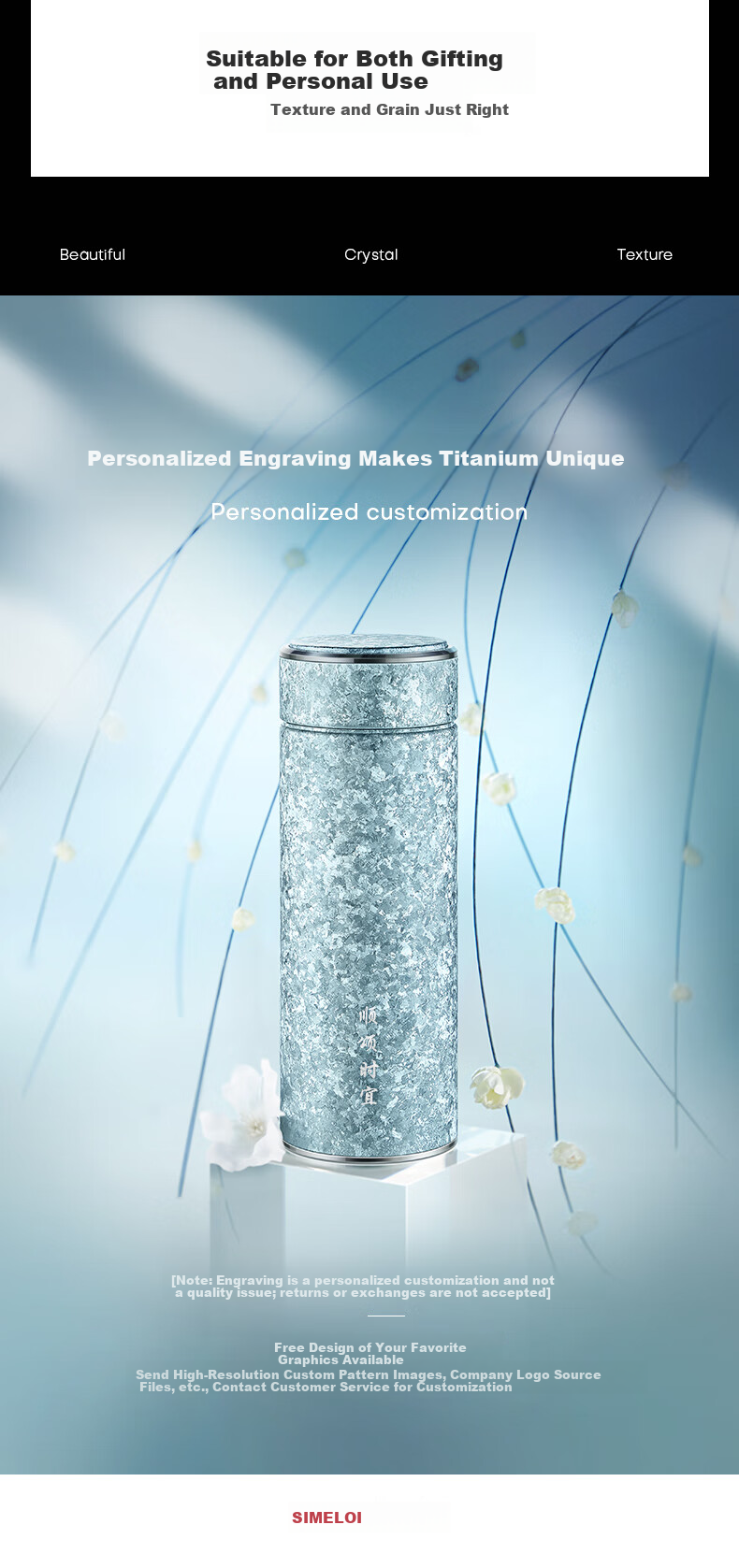 SIMELO Pure Titanium Insulated Mug for Women, Stylish Tea Infuser Gift Titanium Water Cup Valentine's Day Present 300ML 7