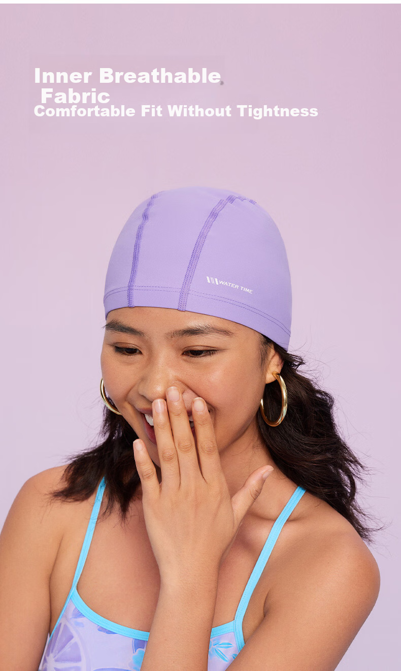 WATERTIME Waterproof Swim Cap Headband for Men and Women, Non-Tight Long Hair Tie, Large Head Circumference, High-Value Swimming Cap, Star Diamond Black 2