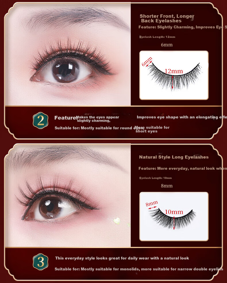 Yushang Jiaren Magnetic False Eyelashes 6 Pairs Glue-Free Reusable Magnetic Lash Newbie Makeup New Year Makeup Tool 3