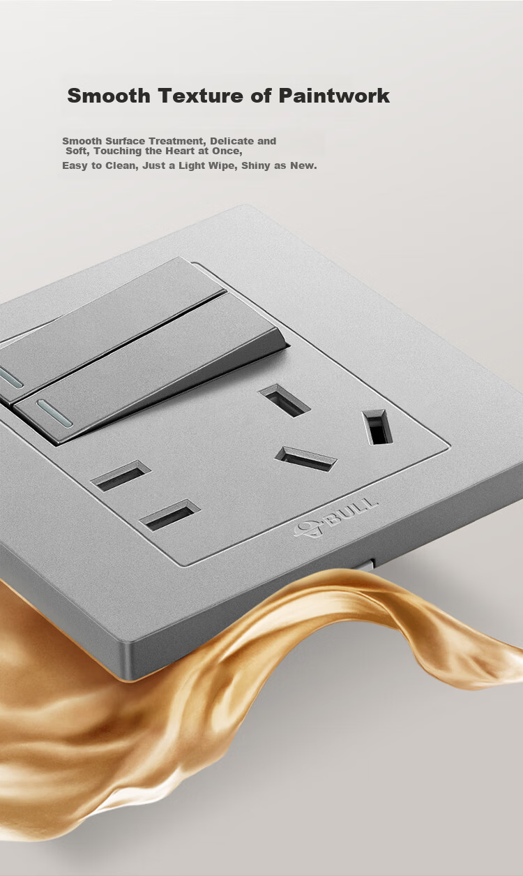 BULL G31 Series Double Control Two-Gang Five-Hole Socket 86 Type Panel G31E424 Starry Gray 1