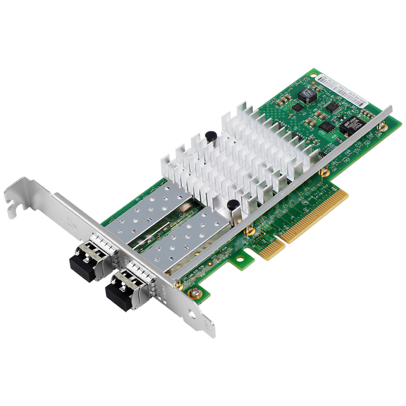 Kunyu KY-82599-SR2 PCIe X8 10Gb Dual-Port Server Fiber Network Card with 10Gb Multimode Module Intel 82599ES Chip X520-SR2 Dual Optical Ports