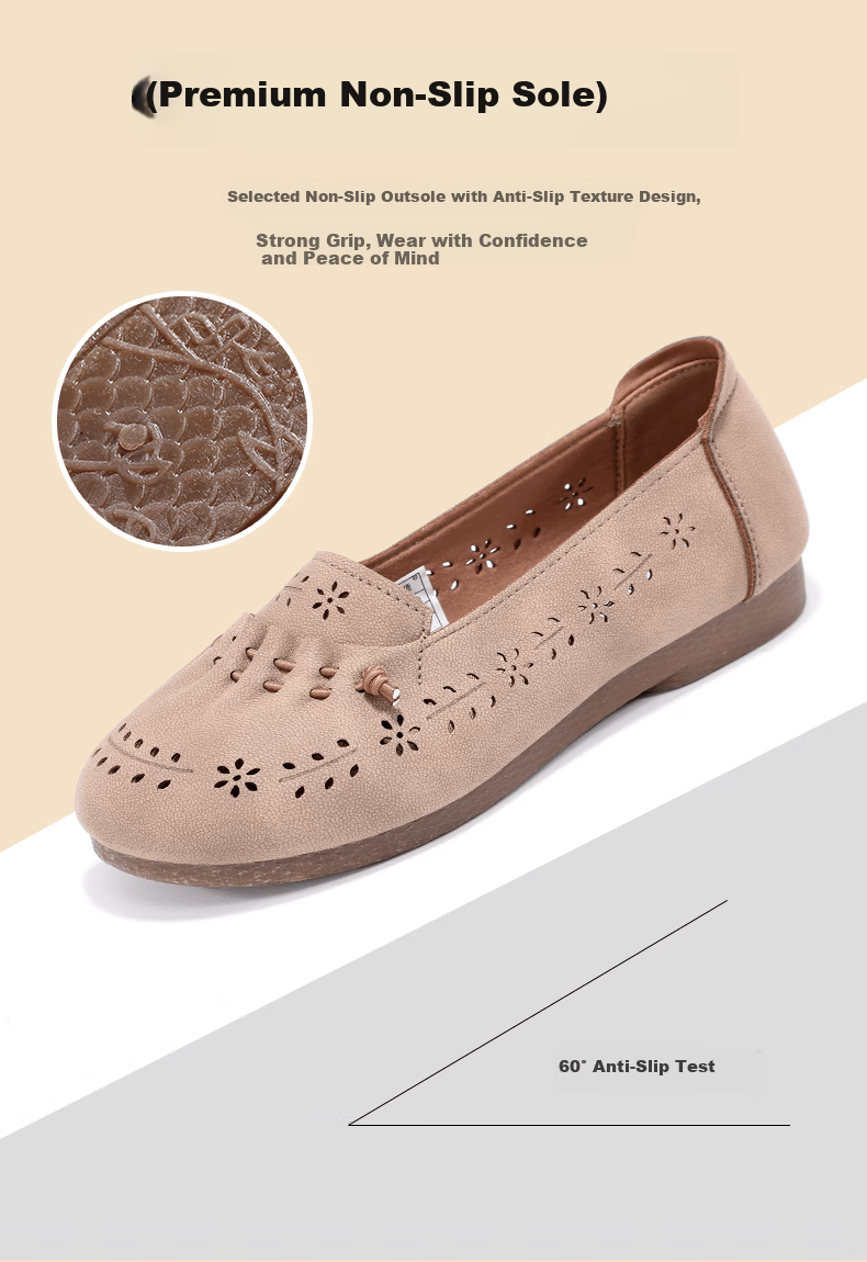 Taiheyuan Summer Women's Hollow Carved Anti-Slip Flat Shoes Comfortable Lightweight Middle-Aged and Elderly Mom Grandma Shoes 10