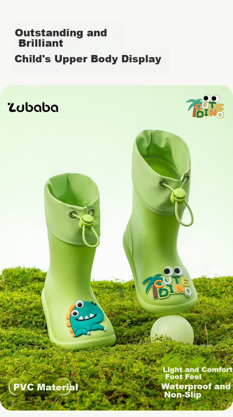 Zhubaba Kids Waterproof Non-Slip Rain Boots for Boys and Girls, Pink, Size 15 8