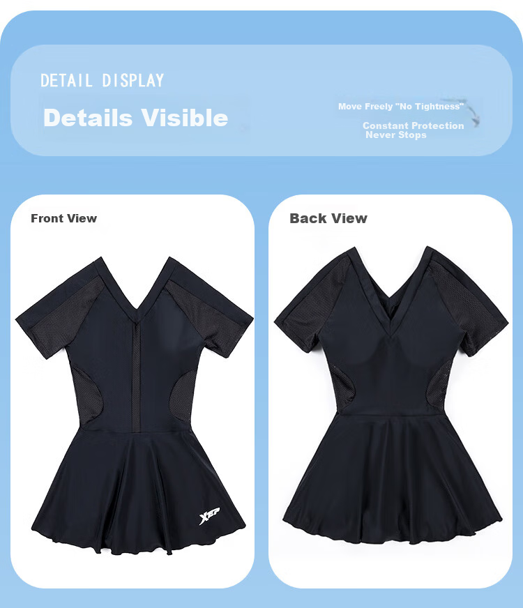 Xtep Women's Fashion Slimming Tummy Control Sexy One-Piece Skirted Plus Size Conservative Vacation Hot Spring Swimsuit 17