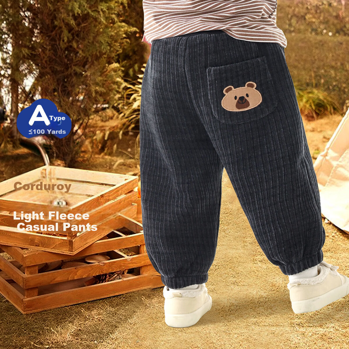 BOBDOG Kids Pants Autumn Winter Thin Fleece Lined Casual Boys Long Pants Versatile Outerwear Sweatpants for Older Children
