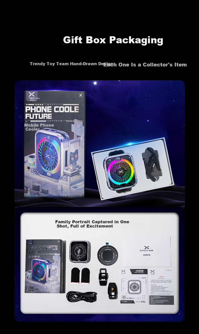 Future Series Semiconductor Magnetic Phone Cooler Gaming Dedicated Variable Frequency 15W True Ice RGB Lighting Back Clip Live Streaming Tablet Cooling Device Compatible with Apple iPad 18