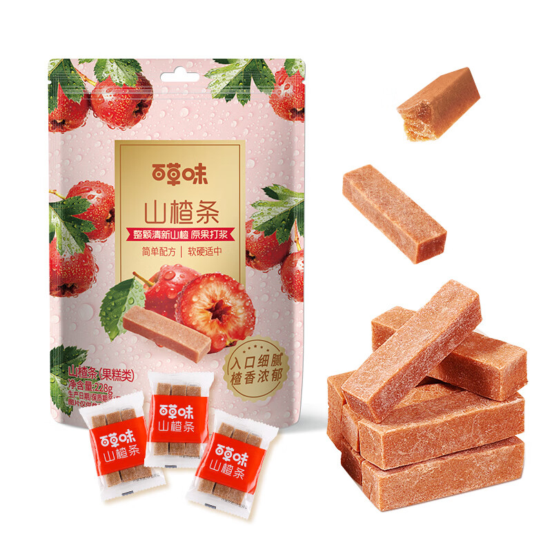 百草味山楂条228g/袋 果丹皮干蜜饯果干果脯童年零食小吃休闲食品烘焙