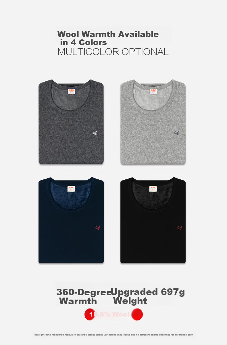 Hengyuanxiang [Wool Thickened] Thermal Underwear for Men, Fleece-Lined And Thickened Long Plush Autumn Top And Bottom Set, Suitable for Both Men And Women in Winter 2