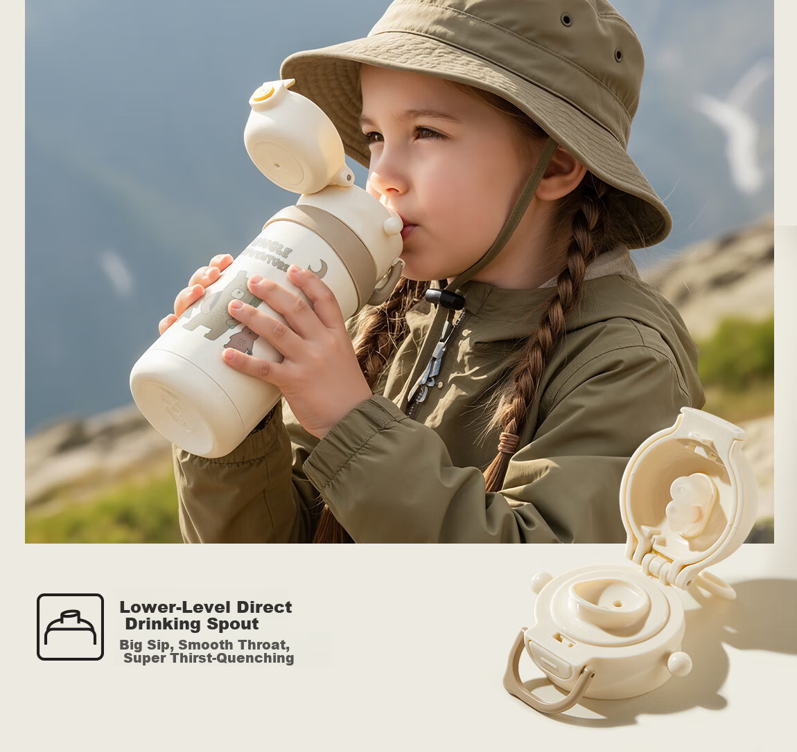 BEIE BEIESTATE Explorer Kids Insulated 3-in-1 Straw Cup 316L Stainless Steel Kindergarten Baby Water Bottle School Use 11