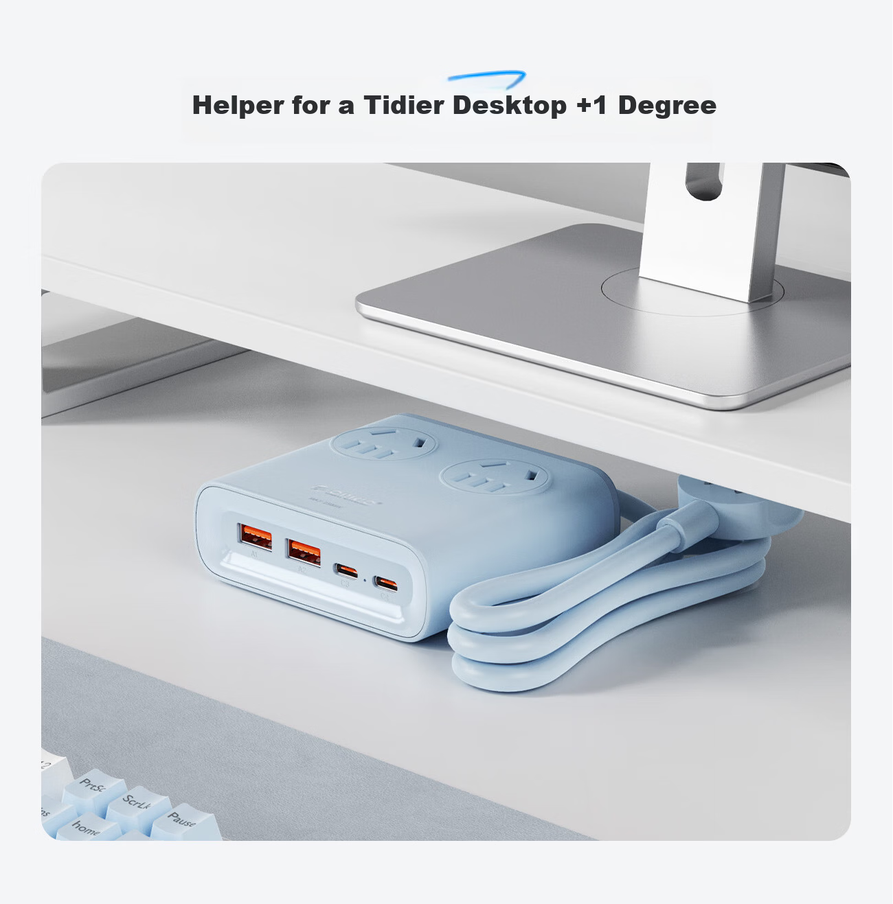 ORICO 25W Socket Small Square Desktop Charging Station, Multifunctional Power Strip for Student Dormitory, Compatible with Apple Huawei Xiaomi, 1.8 Meters White 12