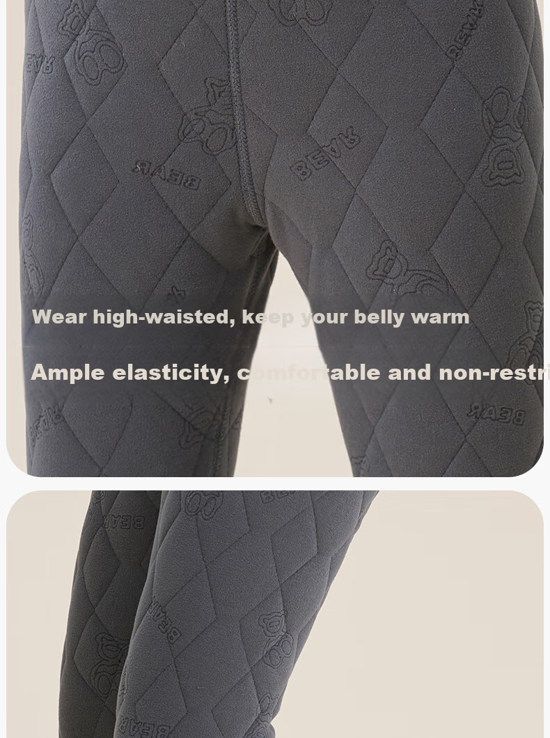 Yalu Kids Thermal Fleece-Lined Thickened School Uniform Wool Inner Layer Leggings for Boys and Girls 11