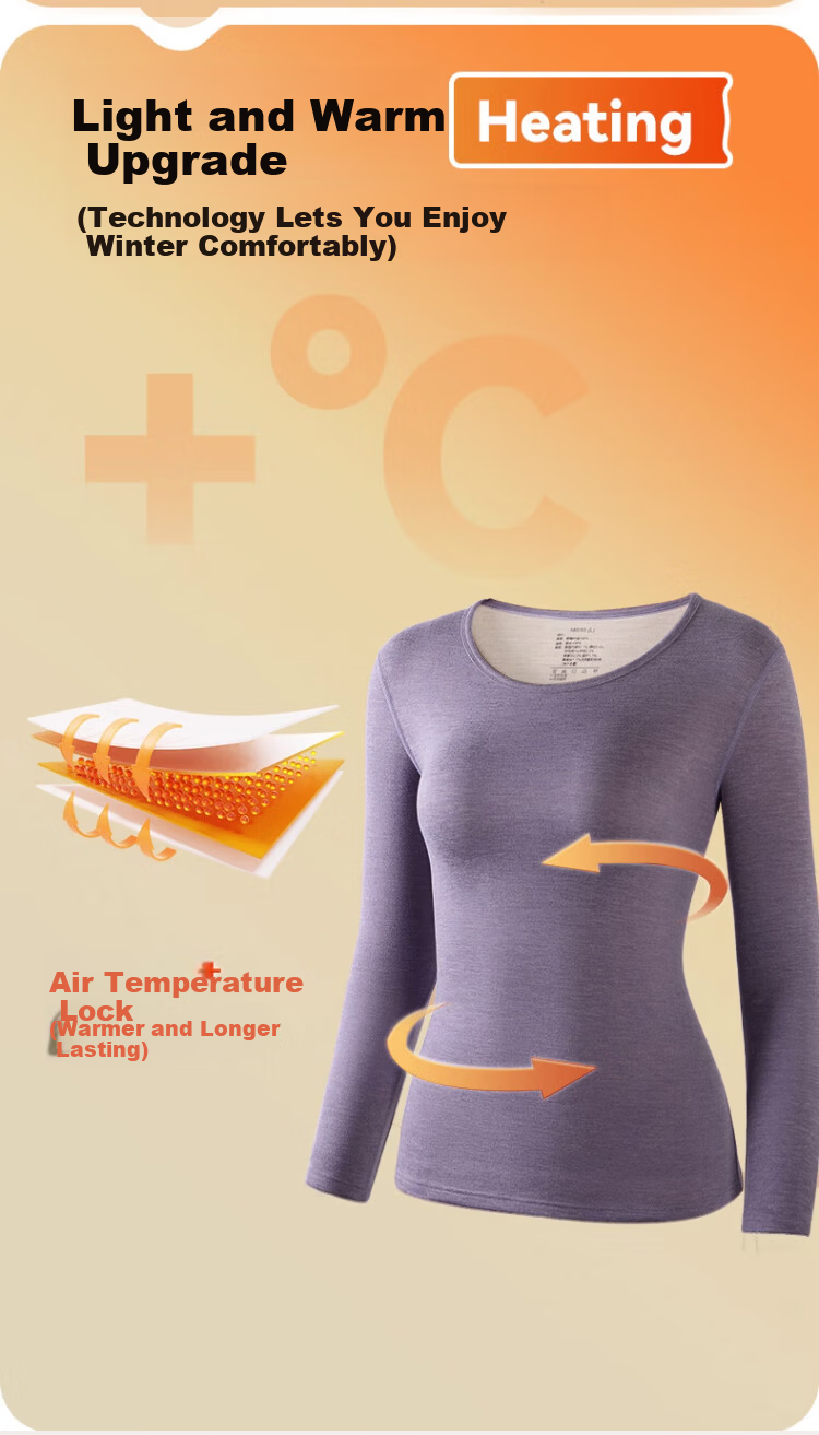Caiyue Plus Size Women's Thermal Underwear Wool Silk 10A Antibacterial Half Turtleneck Fleece Lined Large Size Base Layer Set 2