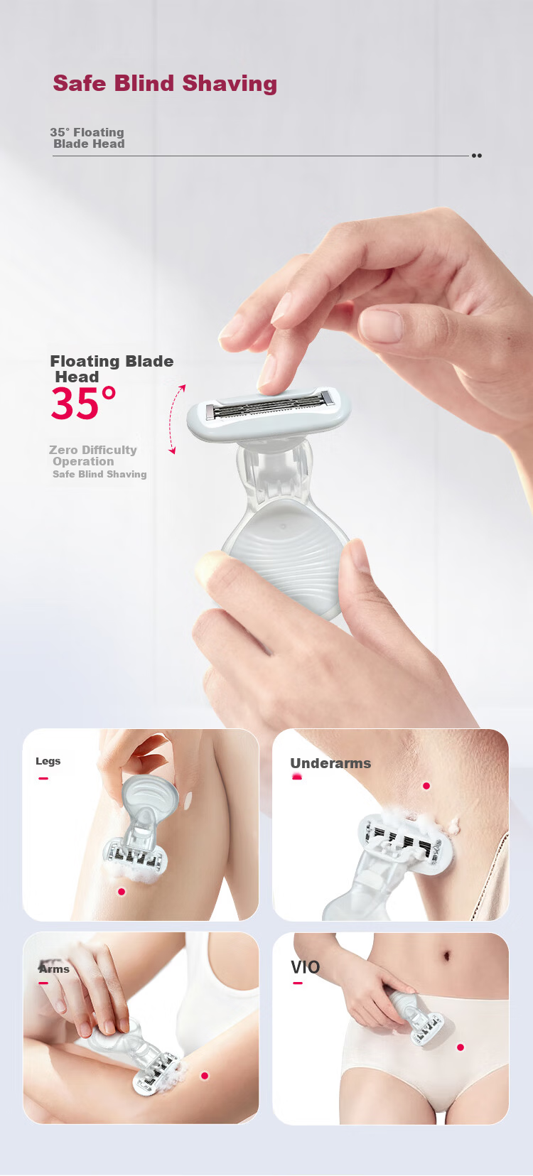Ulike Hair Removal Partner Small Shell Razor for Lip, Face, Underarm, and Leg Hair Removal Portable Painless Private Trimming Tool 4
