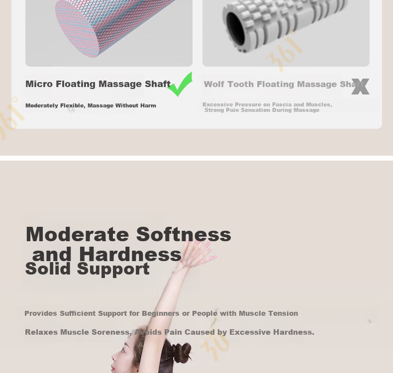 361° Solid Wolf Tooth Foam Roller Floating Point Muscle Relaxation Professional Roller Leg Massage Yoga Fitness 5