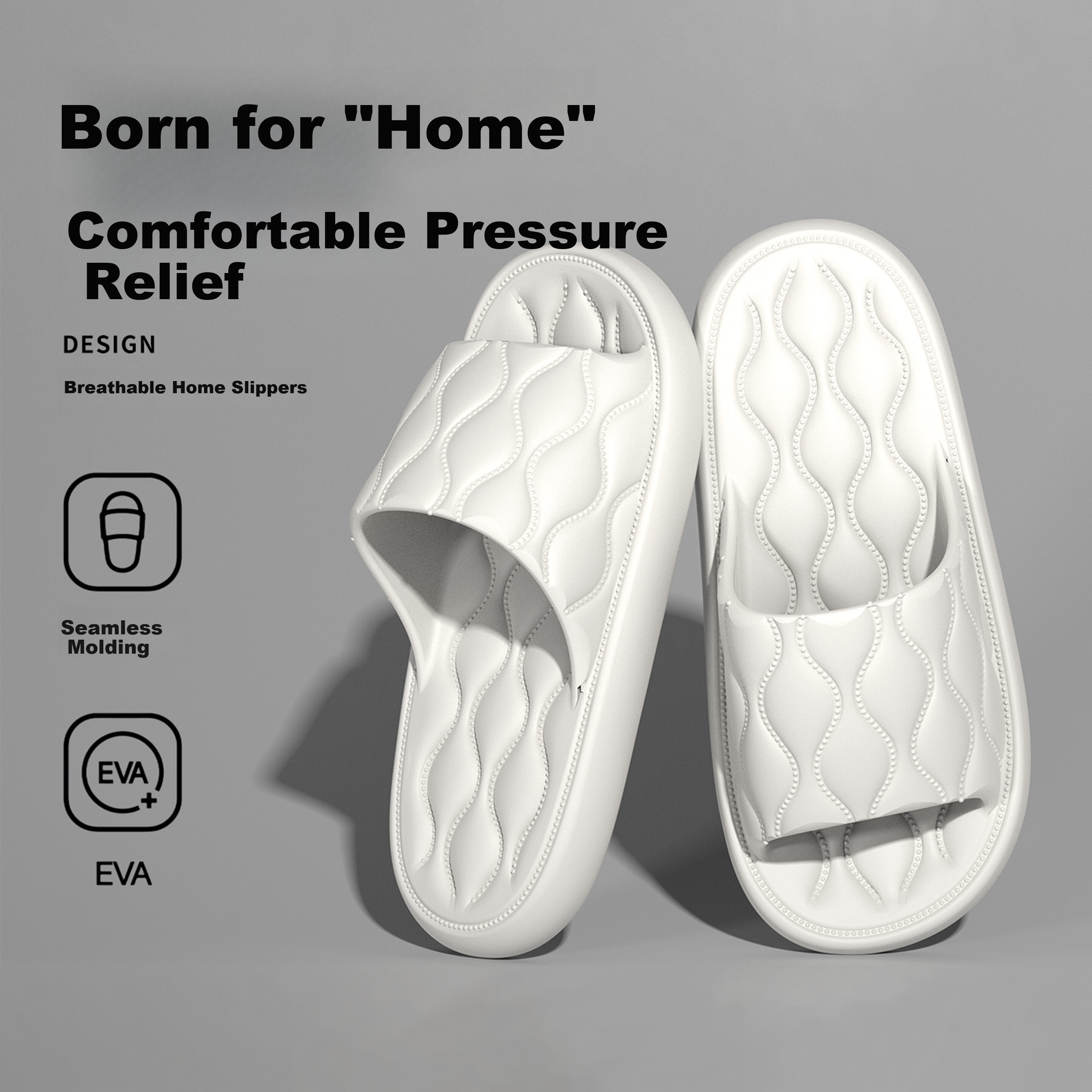 Qiumuxi Silent Non-Slip Slippers for Women Indoor Lightweight Breathable Durable Summer Slippers Off-White Size 40-41