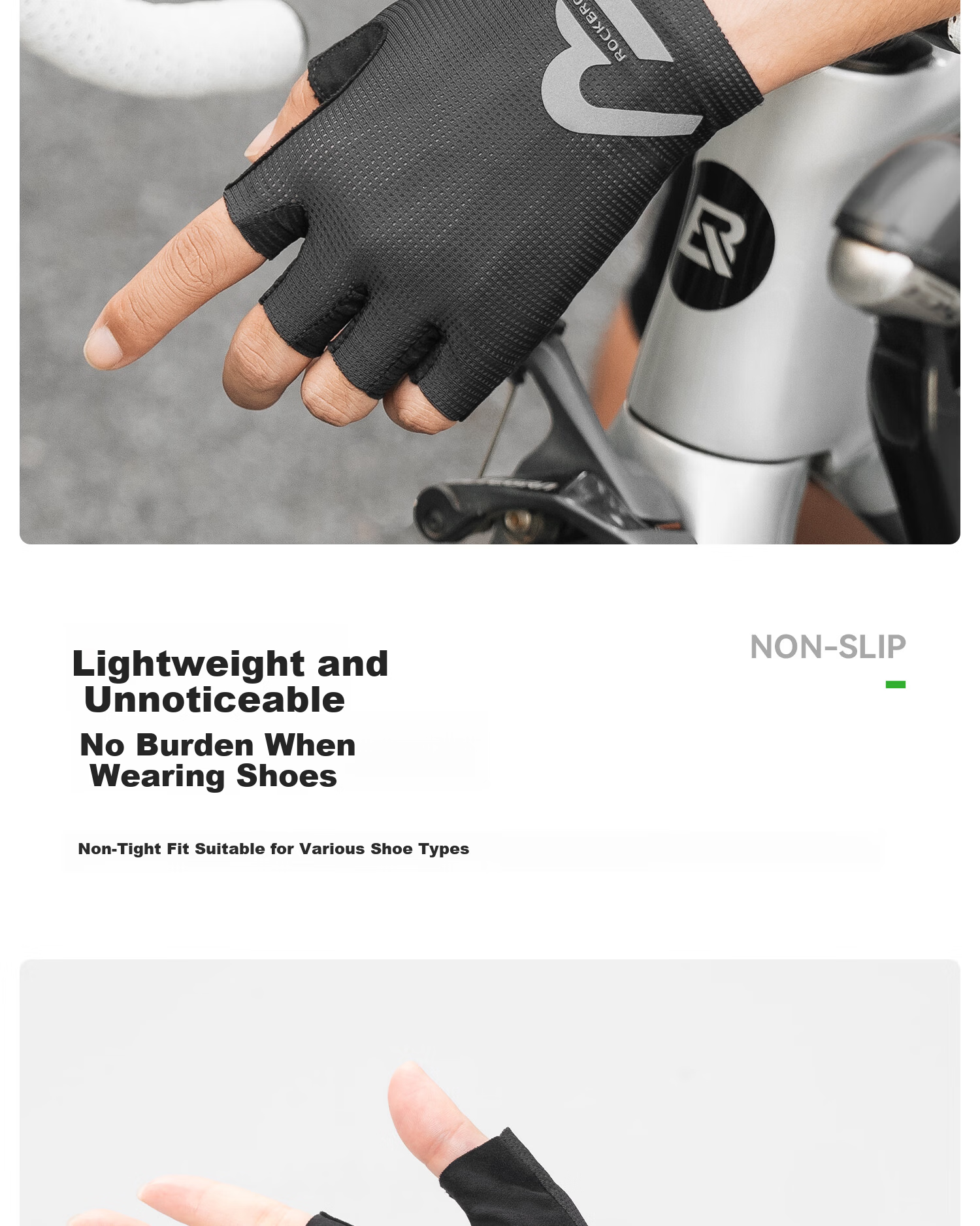 RockBros Half-Finger Cycling Gloves Summer Men Women Mountain Road Bike Short Finger Shockproof Black 6