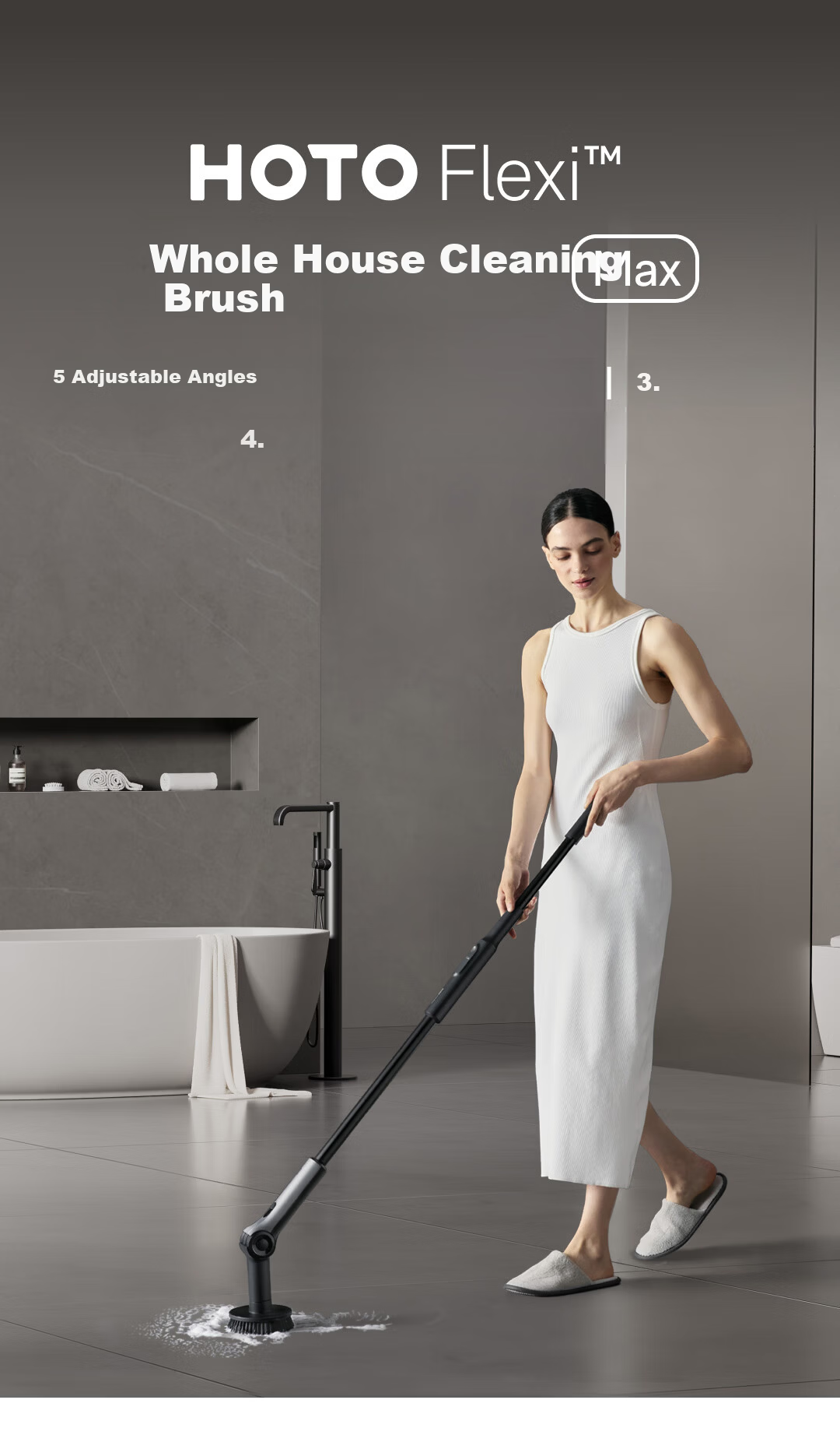HOTOHOTO Max Whole-House Electric Cleaning Brush Smart Home Waterproof Body Stepless Adjustment Magnetic Head Gift 1