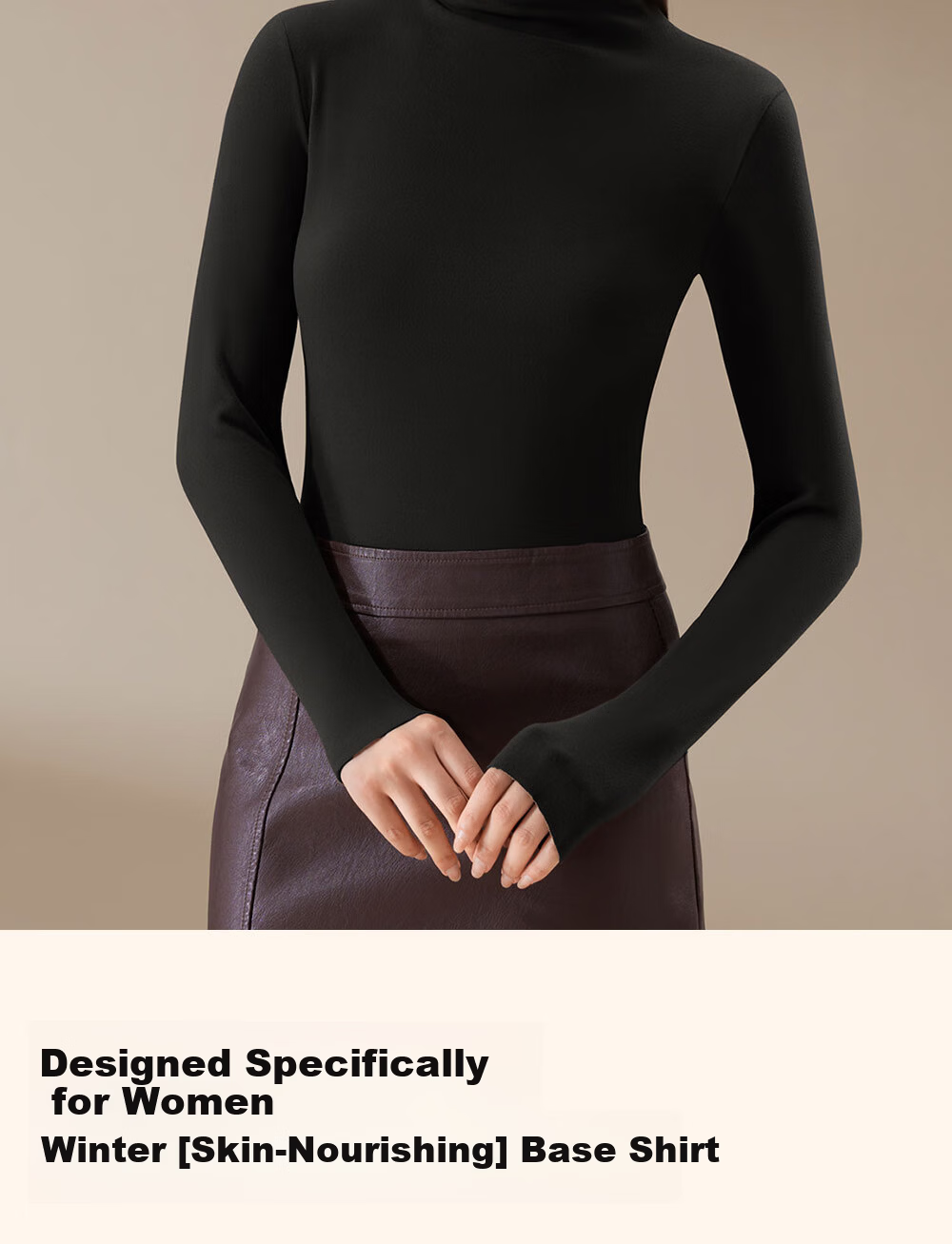 Urban Beauty [Class A Camellia] Women's Thermal Underwear Autumn Winter Antibacterial Half Turtleneck Slim Fit Base Shirt 2