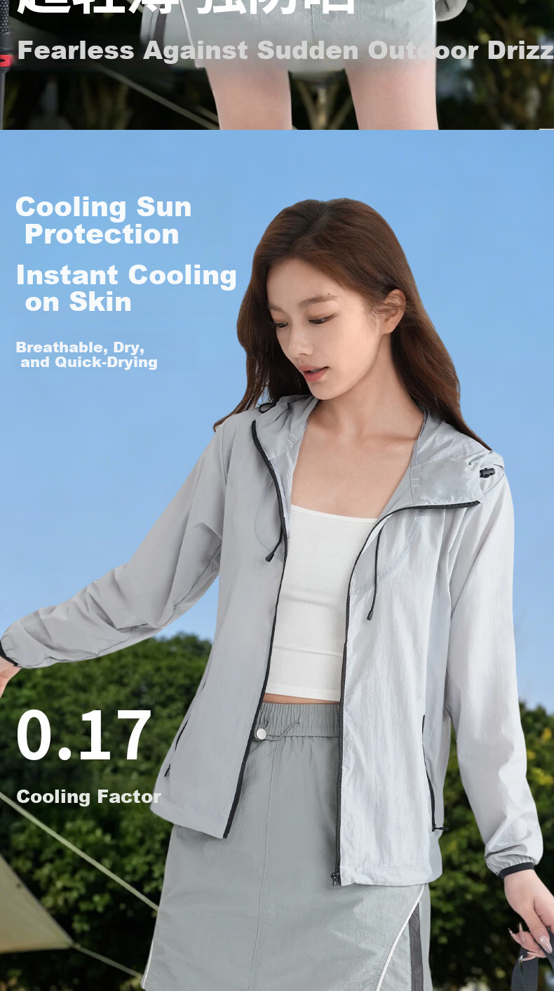 LangSha Women's Summer Ice Silk Cooling Sunscreen UV Protection Ultra-Light Breathable Quick-Dry Outdoor Cycling Skin Jacket 7
