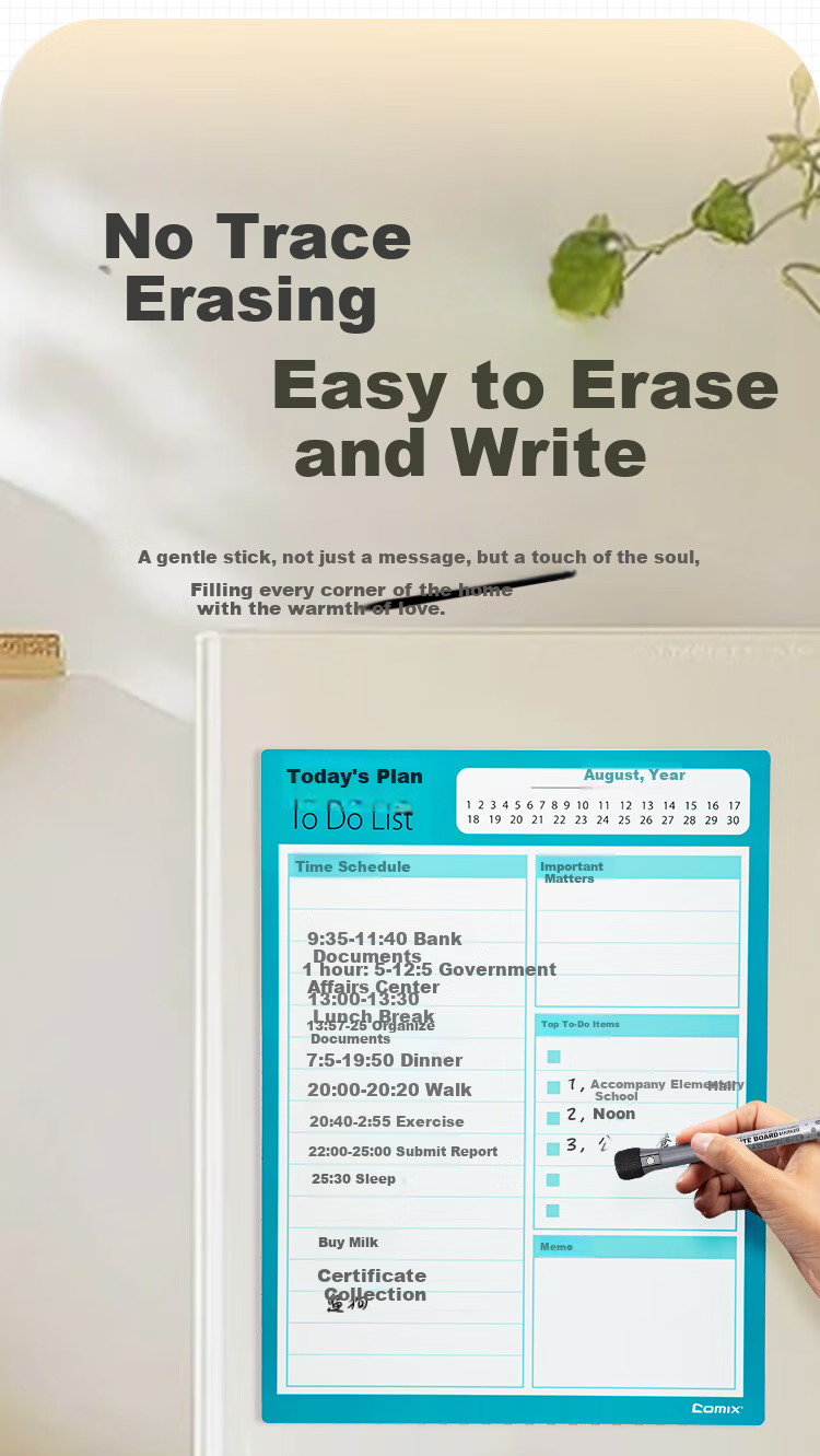 COMIX Refrigerator Magnet Message Board Magnetic Memo Board Home Study Magnetic Schedule Erasable Whiteboard Daily Important Events Memo Board DS-829 3