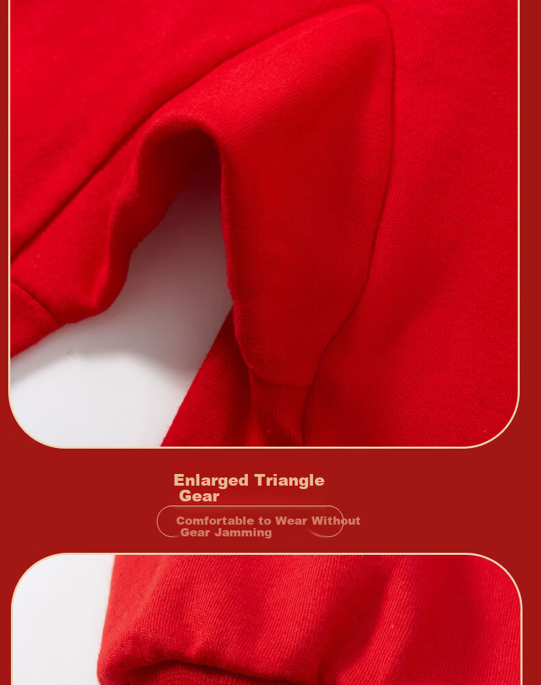 Bejirog Women's Pure Cotton Red Thermal Underwear Set for Middle-aged and Elderly, Lucky Character, Mid-neck, 2XL 11