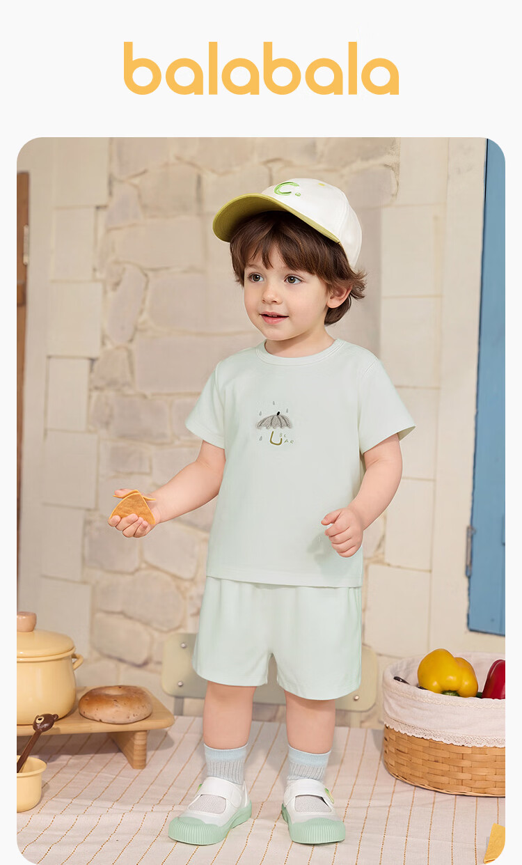 Balabala【balaOne】Baby Short Sleeve T-Shirt Set Infant Summer Outfit 2026 Cute Fashionable Adorable 3