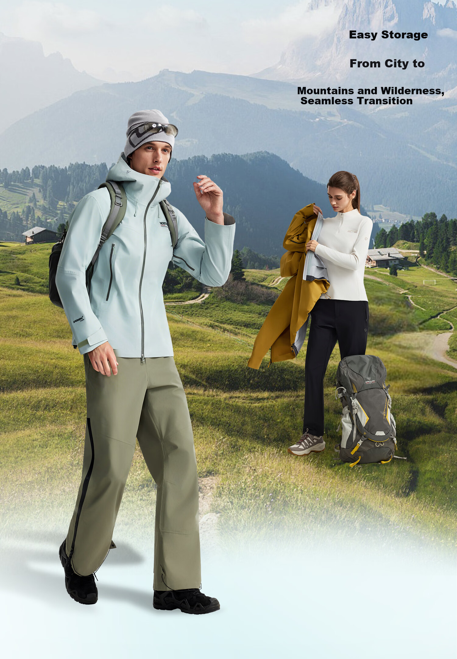 NORTHLAND 【Gale】3L Hard Shell Waterproof Windproof Hiking Mountaineering Jacket Unisex Outdoor Shell Jacket 7