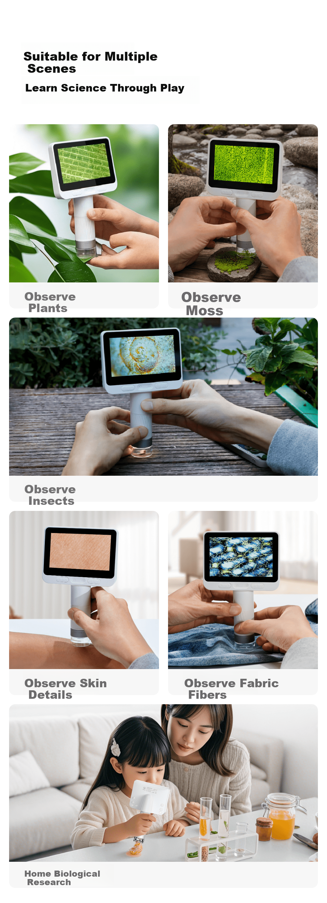 Dangdangli Electronic Microscope Portable Handheld Science Experiment Toy for Boys and Girls Kids Students Birthday Children's Day Gift 15