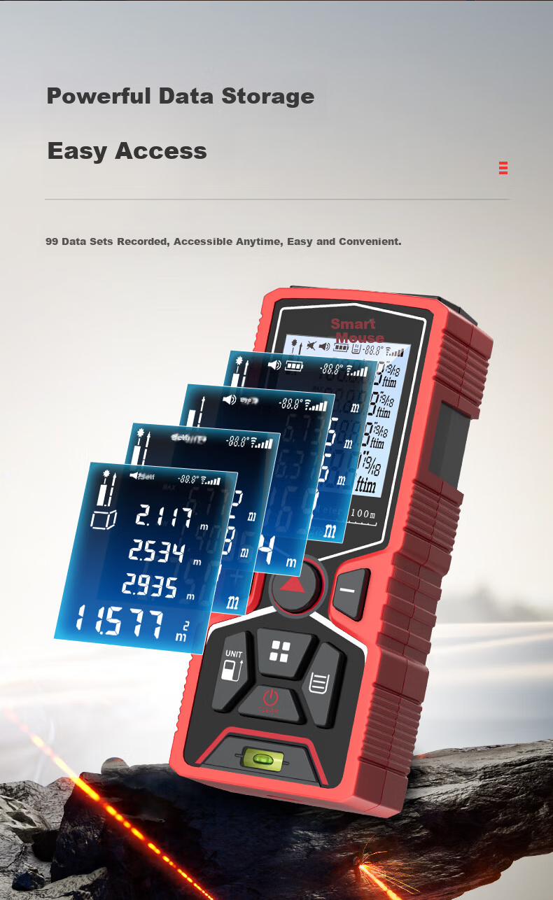 Smart Mouse NF-278G-60 Green Light Laser Distance Meter Handheld High-Precision Electronic Ruler Infrared Room Measuring Device 60m Range Millimeter Accuracy 10