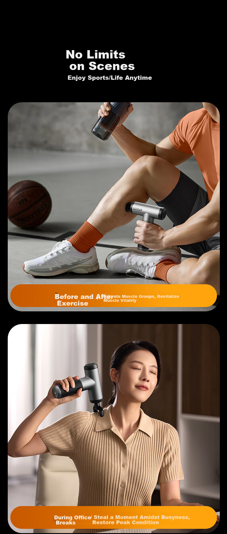 PHILIPS Fascia Gun Professional Sports Massager High-Frequency Vibration Full-Body Silent Muscle Relaxation Shoulder Neck Waist Leg Portable Mini Gift for Men and Women Birthday Mother's Day Small Ste 10