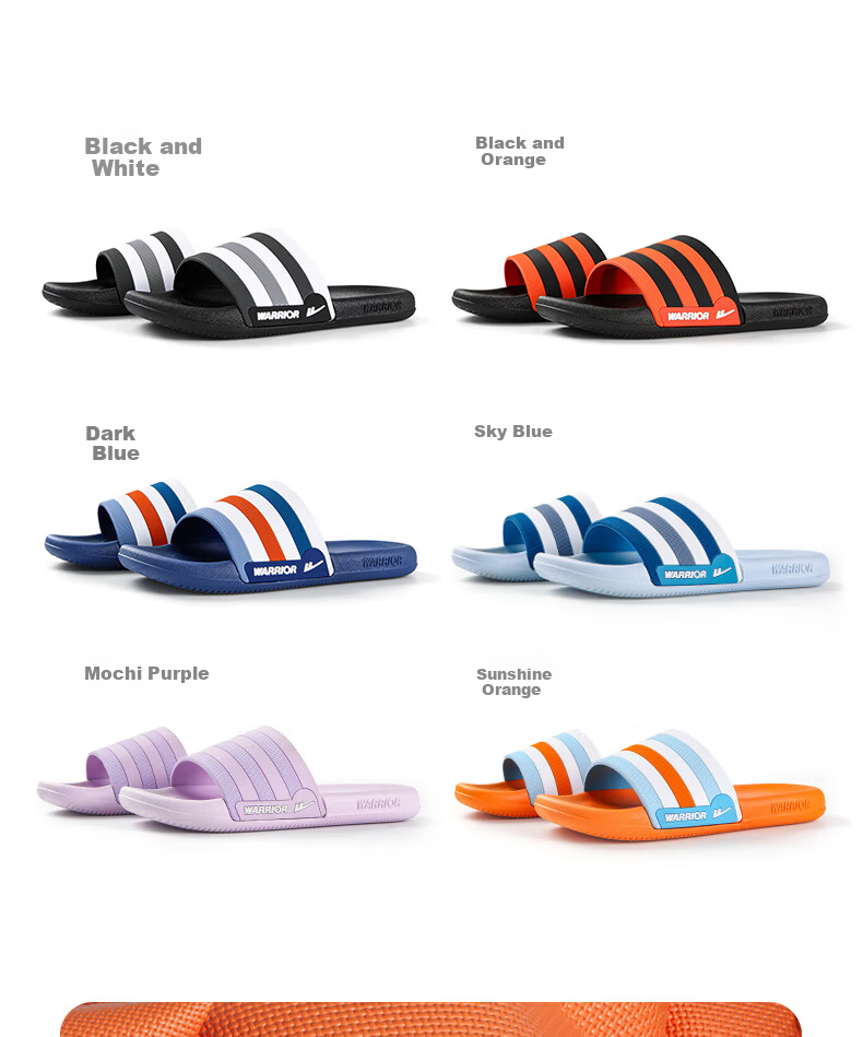 Warrior Official Slippers Unisex 2026 Summer Indoor Non-Slip Sandals Outdoor Flip Flops Black White - Men Size 44-45 4
