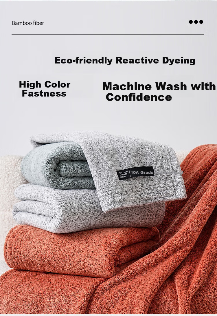 Bamboo 100 10A Antibacterial Cloud Soft Thickened Large Bath Towel Absorbent Non-Shedding Bath Towel 70*140cm Light Gray 8