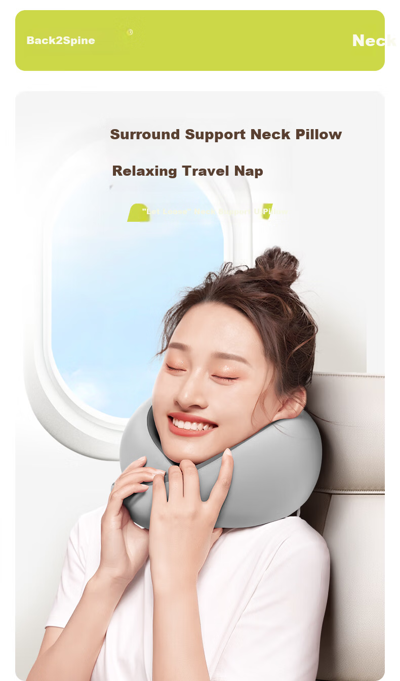 Back2 U-Shaped Neck Pillow Portable Travel U-Shaped Cervical Pillow for Airplane High-Speed Train Car Office Nap Pillow 1
