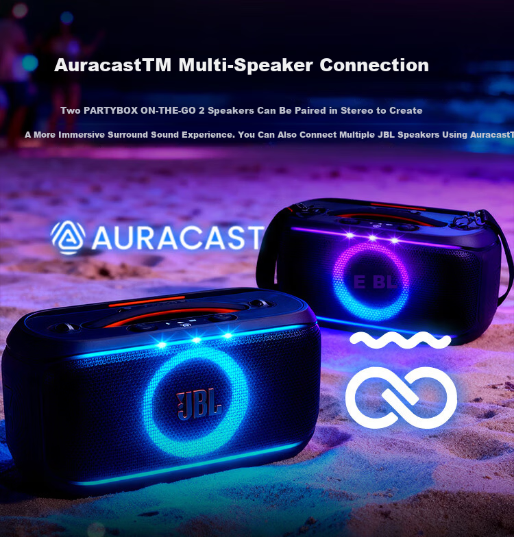 JBL PARTYBOX ON THE GO 2nd Gen Wireless Bluetooth Speaker Long Battery Life Bass Outdoor Portable Mobile Karaoke Party Smart Speaker 12