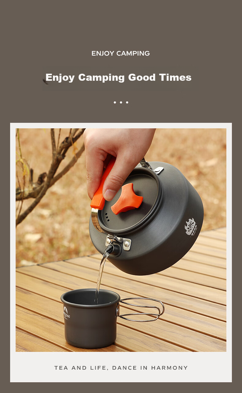 Jinyu Outdoor Cookware, Portable Stove Pot Set, Three-In Camping Cookware, Frying Pan, Kettle, Aluminum Alloy Outdoor Stove Kit 7