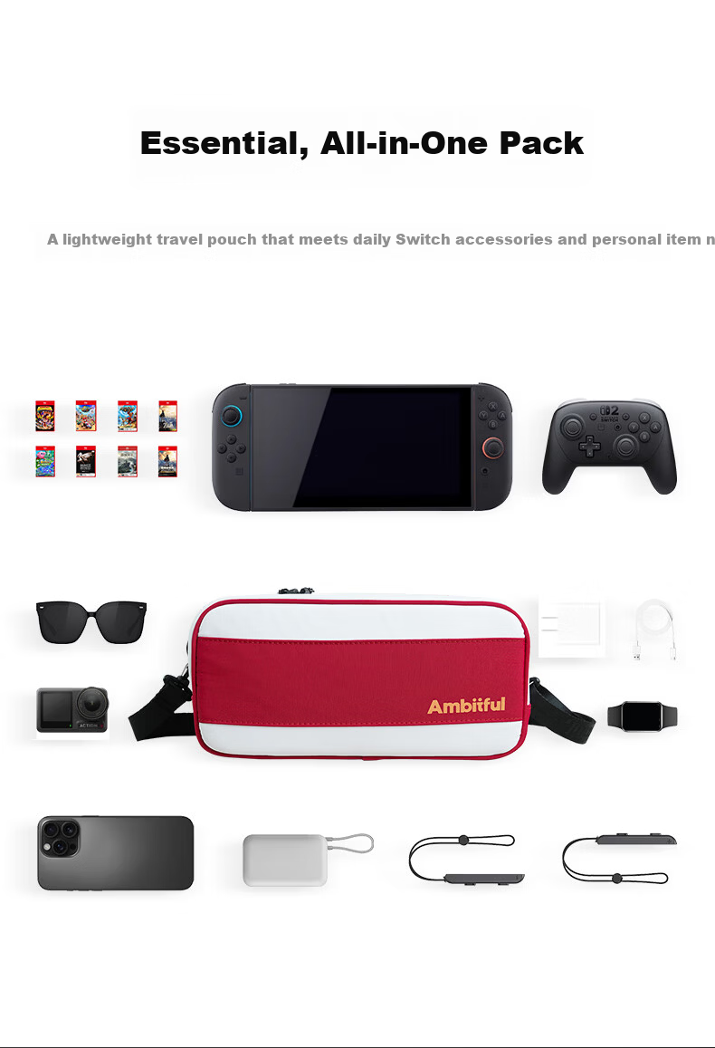 AMBITFUL Zhijie G2 Compatible Switch 2 Storage Bag Game Console Protective Case Multifunctional Portable Storage Pouch Large Capacity Shockproof Bag 7