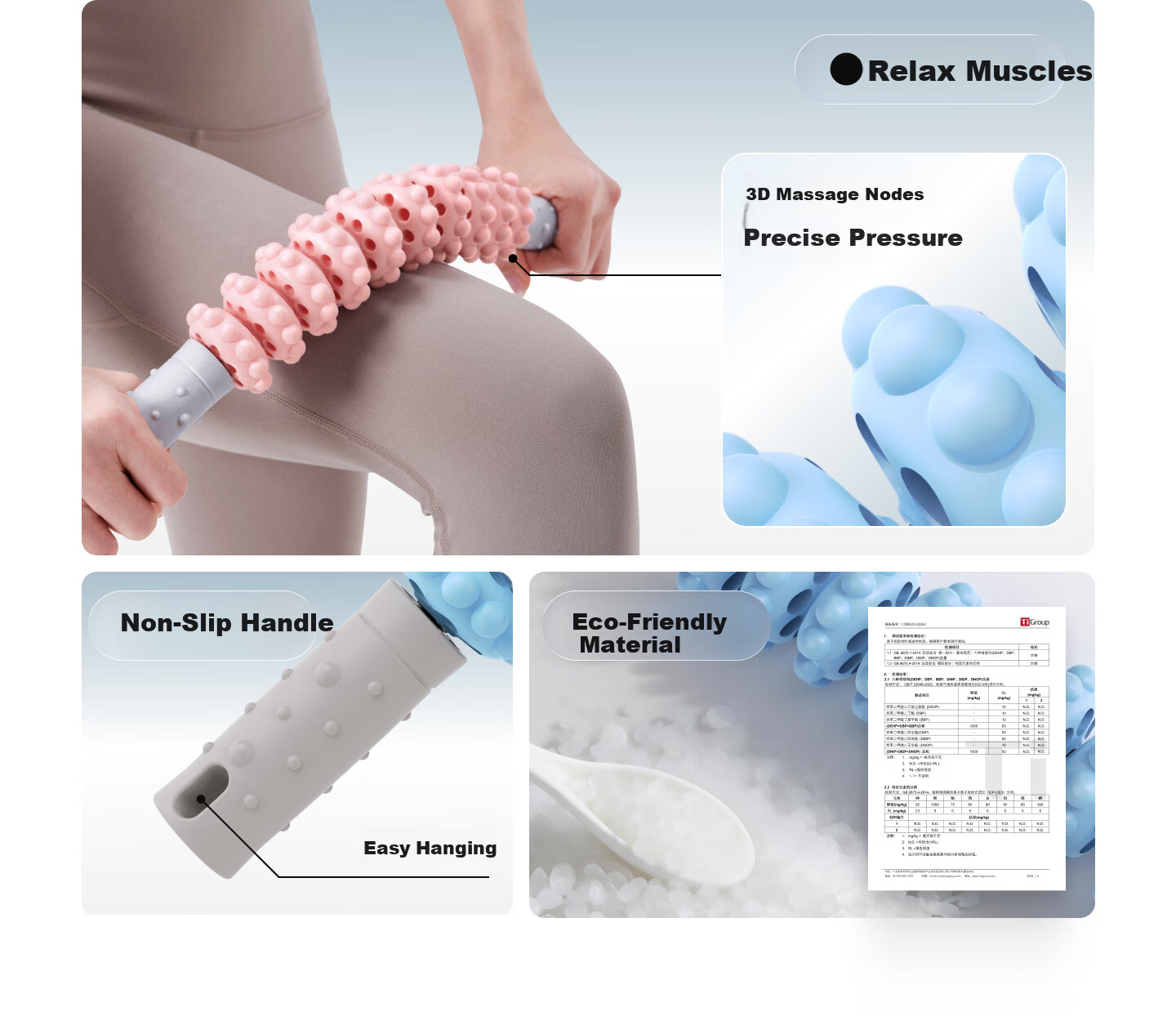 Keep Wolf Tooth Massage Roller, Calf Muscle Fascia Relaxation Deep Traction Full Body Massager, Pink 3
