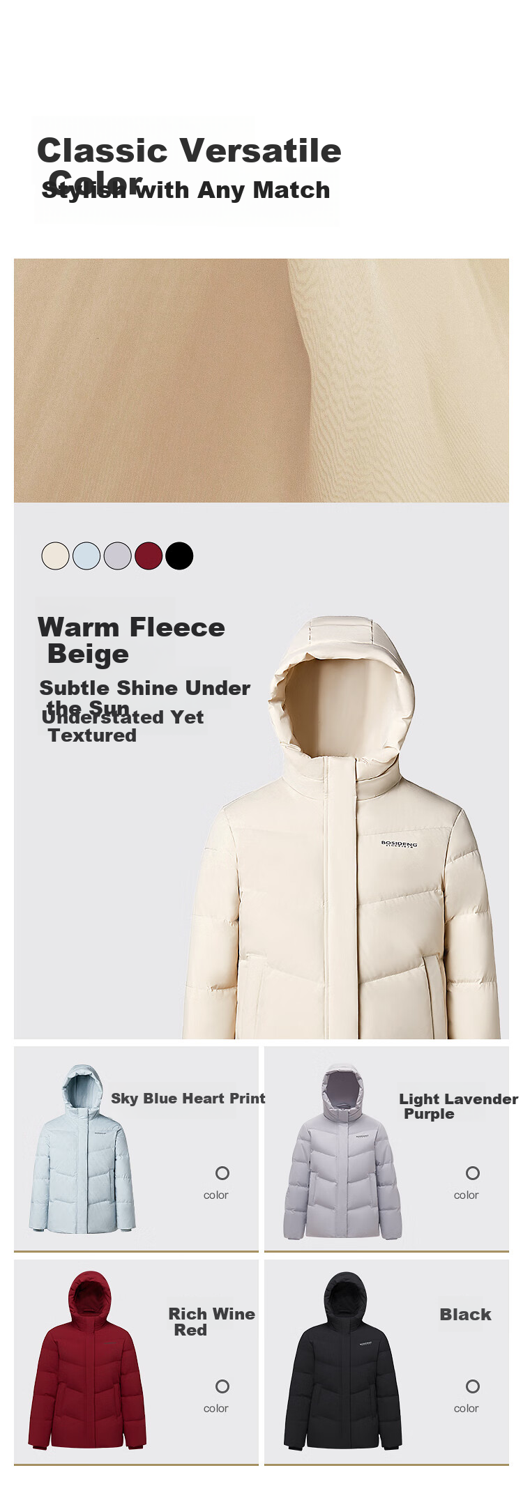 Bosideng Women's Winter Down Jacket Fashion Business Loose Casual Thickened 90% Down Hooded Versatile Comfortable Coat 3