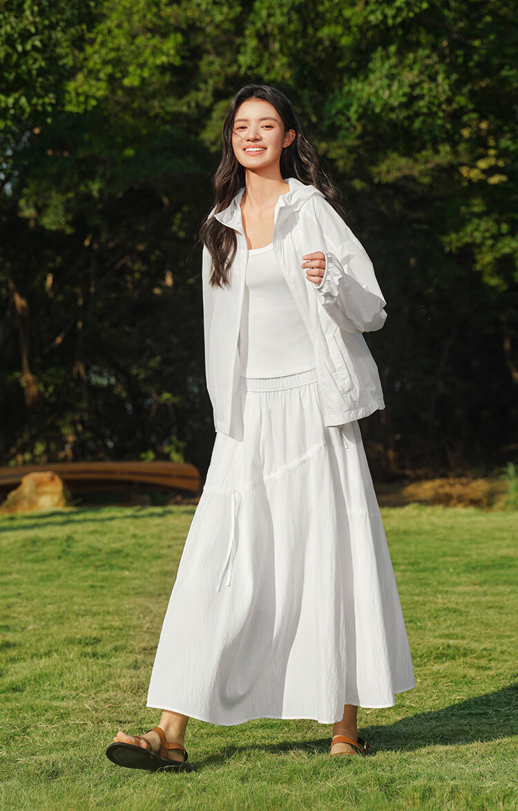 Semir Mall Same Style | Women's Summer 2026 Elegant Bowknot Long Skirt Pure White A-Line Skirt 101326120011 1