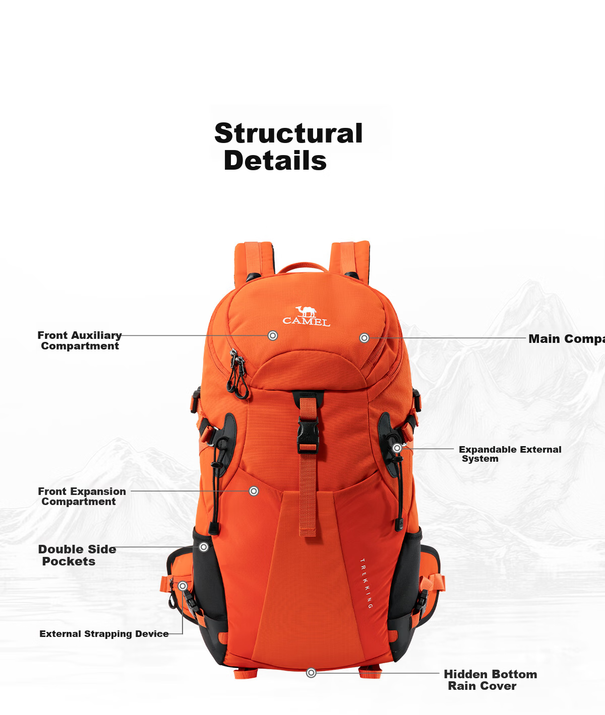 CAMEL Outdoor King Kaijia 26L Large Capacity Hiking Backpack 575B741057A 39