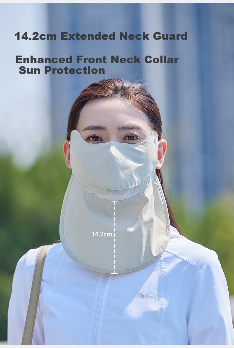 UV100 Taiwan Sun Protection Face Mask Summer UV Shield 3D Open Eye Corner Neck Guard Sun Protection Mask 25410 Germ Rice 11