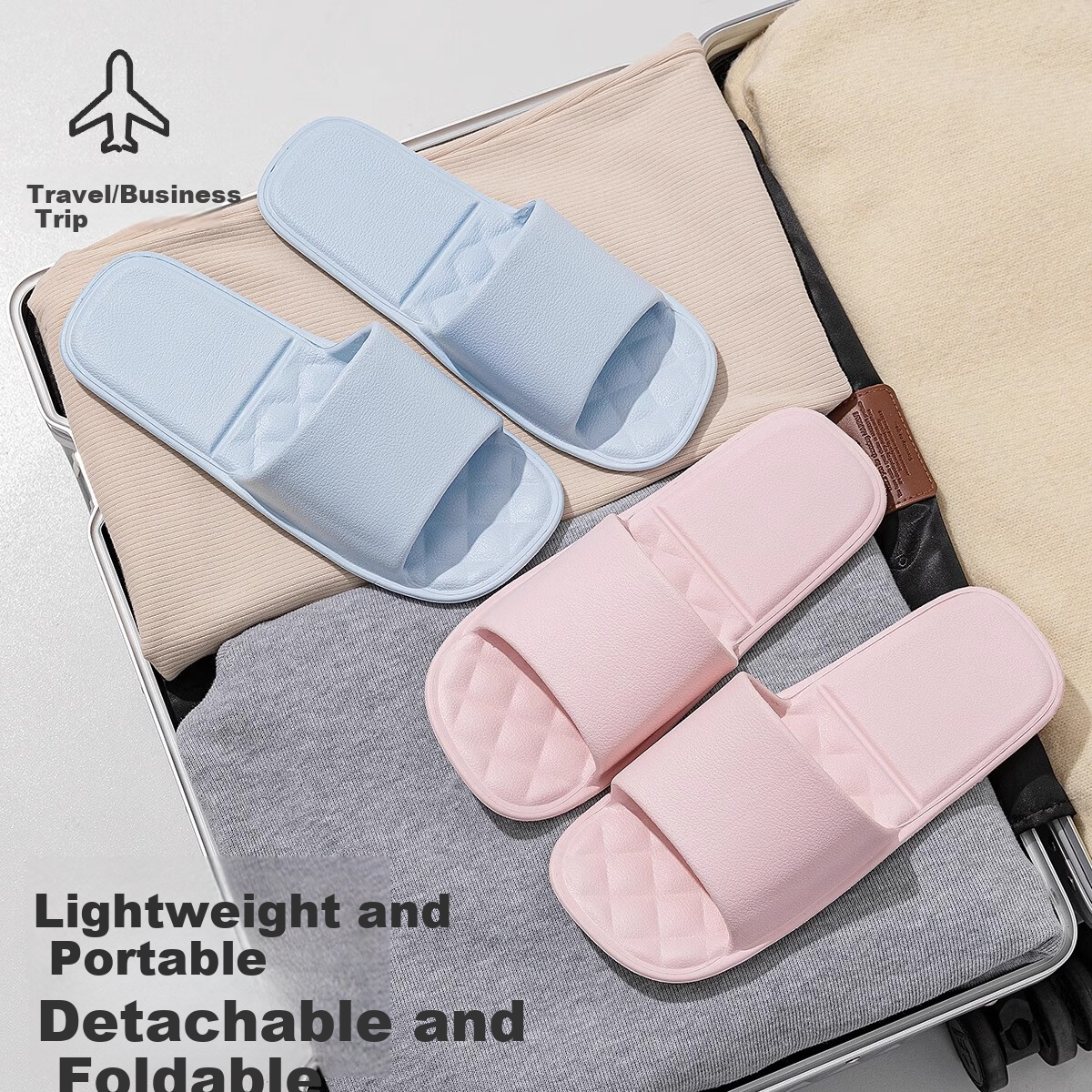 Guoluofi Travel Foldable Slippers Portable Summer Bathroom Indoor Cool Slippers for Couples White S
