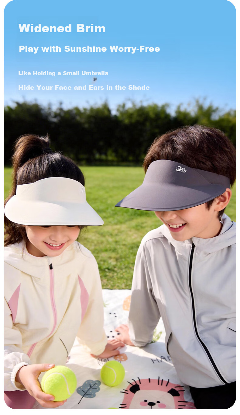 GOLOVEJOY Kids Sun Protection Hat Unisex Summer Outdoor UV Protection Open-Top Sun Hat Black 3